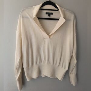 Banana Republic Cream Colored Polo Sweater Size Large Petite